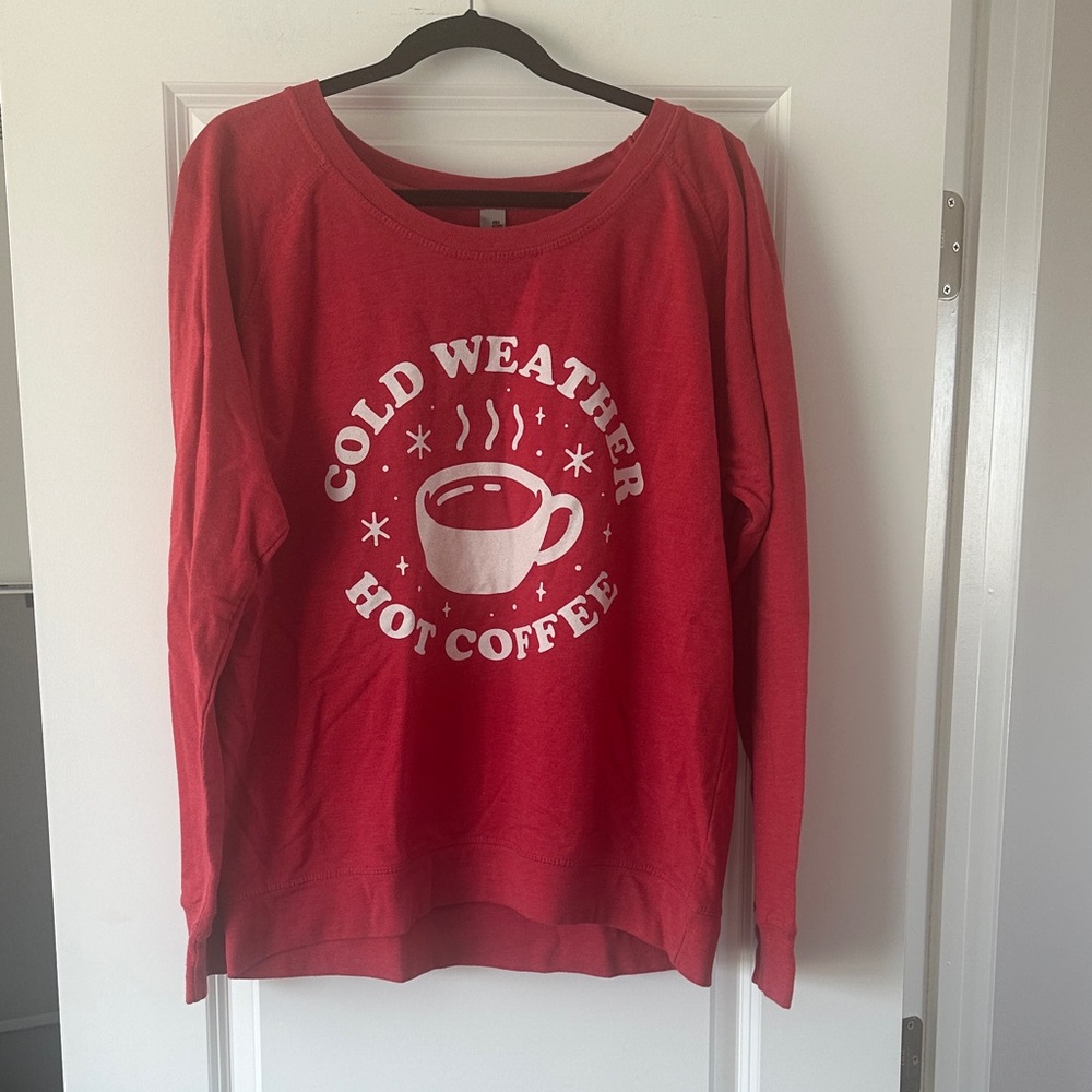 Red Cold Weather Hot Coffee Sweatshirt size 2XL